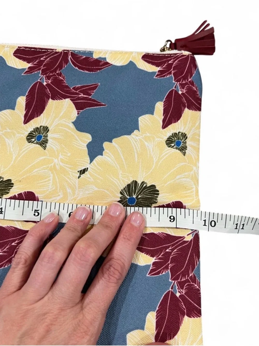 Floral Zip Fold Over Clutch - Blue, Yellow & Burgundy